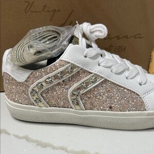 Vintage Havana Kids Glitter Sneakers - Pink - White and Gold